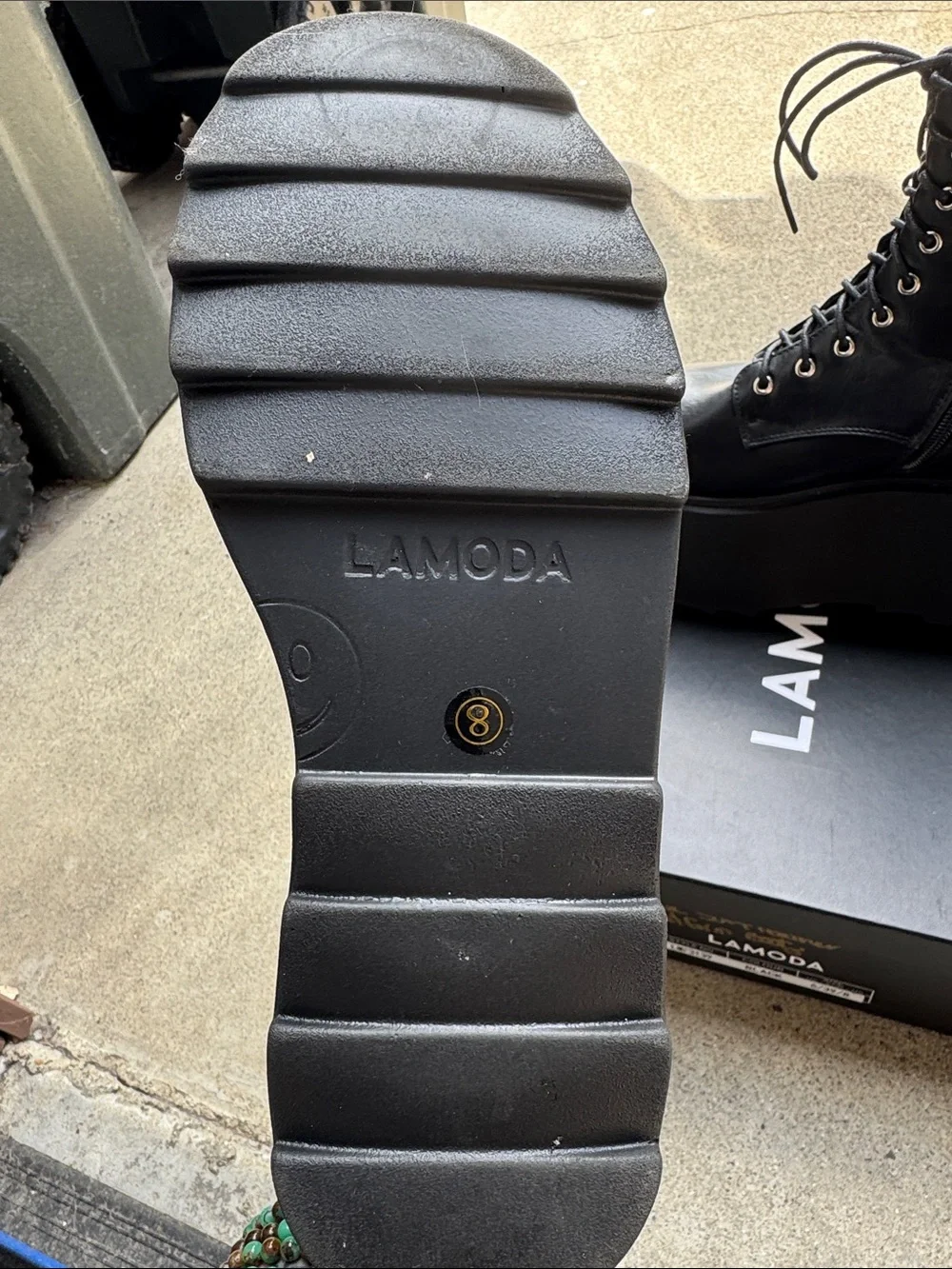 LaModa Black Chunky Platform Combat Boots with Side Zips